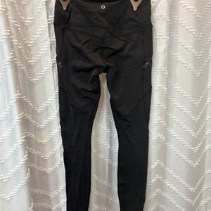 Lululemon Black Leggings Thermal with Pocket Zippers